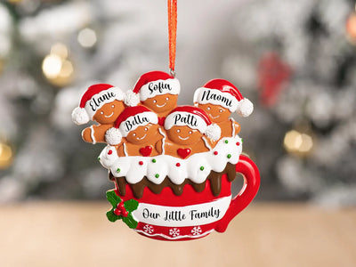 Personalized Gingerbread Family Ornament, Resin Christmas Bauble
